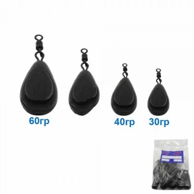 Груз карповый плоская капля кр 30g (10шт) Груз карповый плоская капля кр (10шт), вес в ассортименте