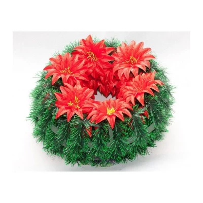 РИТУАЛЬНЫЙ ВЕНОК "СОЛНЦЕ", ЦВЕТОК-КРОКУС ОСТРОКОНЕЧНЫЙ D - 38 СМ (ПЛАСТИКОВЫЙ КАРКАС)