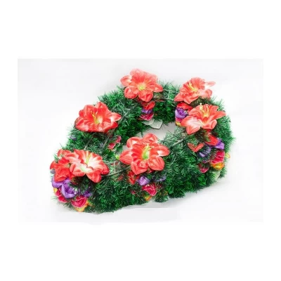 РИТУАЛЬНЫЙ ВЕНОК "КАПЛЯ", ЦВЕТОК-НАРЦИСС (ПЛАСТИКОВЫЙ КАРКАС)