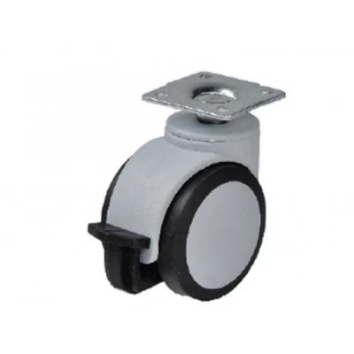 Ролик 561 с тормозом, резиновый, d=50 мм, h=70 мм HTS (Турция) до 35 кг