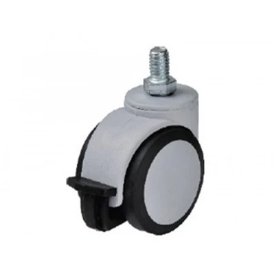 Ролик 562 со штифтом М10, с тормозом, резиновый, d=50 мм, h=65 мм HTS (Турция) до 35 кг