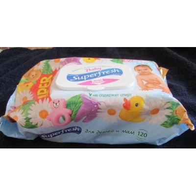 Салфетки влажные детские "Superfresh", 120 шт в упаковке, с клапаном