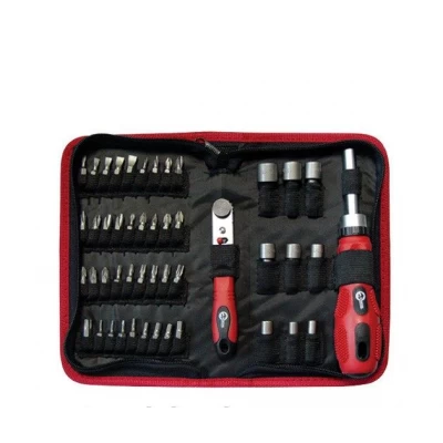 Отвертка реверсивная с комплектом насадок и трещеткой, чехол ткань 48ед.