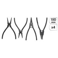 Набор щипцов (4шт) для снятия и установки стопорных колец 150мм Intertool HT-7001
