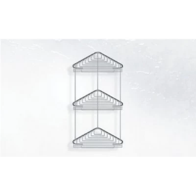 Полка для ванной, тройная, угловая 22 см Starax (Турция) S-8859 Полка для ванной, тройная, угловая 22 см Starax (Турция) S-8859