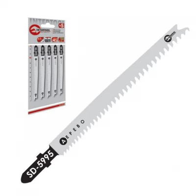 Intertool SD-5996 Полотно пильное для лобзика (по дереву, ламинату, пластику) 2,5" 75мм 5ед