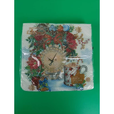 Салфетка новогодняя размер ЗЗхЗЗ 16шт La Fleur "Икебана с часами" (107) (1 пачка)