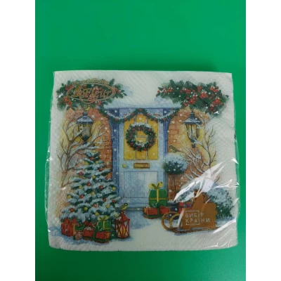 Новогодняя салфетка размер ЗЗхЗЗ 16шт La Fleur "На пороге Рождество" (1 пачка)