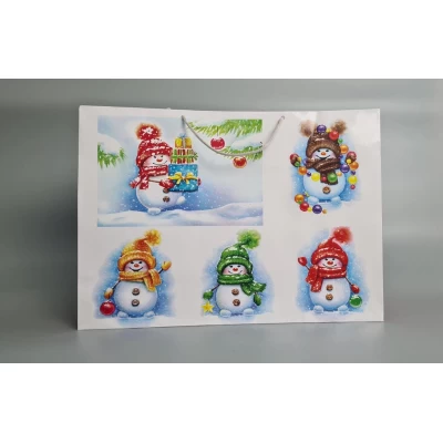 Картонные пакеты с ручками Гигант горизонтальные Новогодние  46*33*15-012 (12 шт)