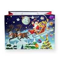 Пакеты новогодние бумажные с ручками горизонтальные 46х33х15 (009) 12 шт пакет под подарки новогодняя упаковка