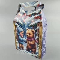 Новогодняя подарочная картонная упаковка для конфет (600грм) №227 