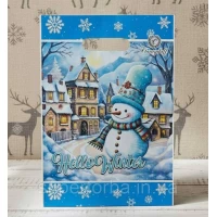 Пакеты новогодние с прорубной ручкой 22х30 Снеговик подарочные полиэтиленовые пакеты для магазинов сувениров и подарков 50 штук