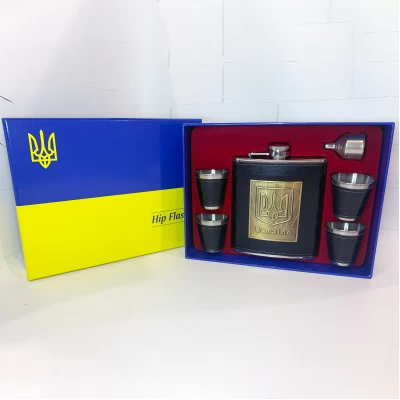 Подарочный набор фляжка «Україна» с рюмками и воронкой TZ-18 Black