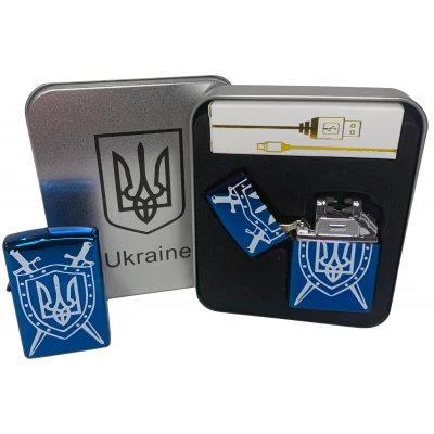 Дуговая электроимпульсная USB зажигалка ⚡️ Украина (металлическая коробка) HL-446-Blue