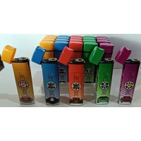 Зажигалки пластиковые FASHION CAR (нажим на крышку,турбо пламя острое 