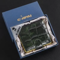 Портсигар на 10 сигарет с тиснением под крокодиловую кожу (зелёный) HL-703 / 7031-2