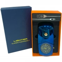 Электронная USB-зажигалка с встроенными кварцевыми часами 