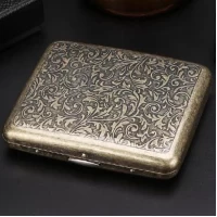 Металлический портсигар с растительным орнаментом HL-702-2 / 7023-2