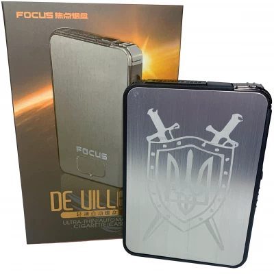 Портсигар с автоматической подачей и зажигалкой Украина (Обычное пламя