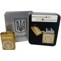 Дуговая электроимпульсная USB зажигалка ⚡️Украина (металлическая коробка) HL-447-Gold