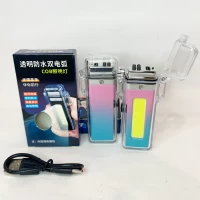 Водонепроницаемый COB-фонарь с зажигалкой и двойной дугой ⚡⚡ HL-649 Colorful