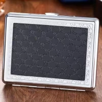 Металлический портсигар на 20 сигарет с тиснением под кожу HL-704-3