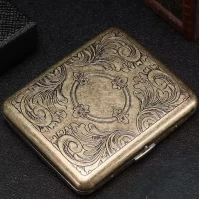 Металлический портсигар с винтажной гравировкой HL-702-2 / 7023-2