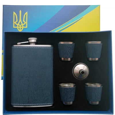 Подарочный набор с флягой и рюмками (Украина) TZ-50 Blue Подарочный набор с флягой и рюмками (Украина) TZ-50 Blue