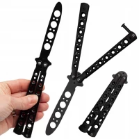 Нож-бабочка тренировочный (балисонг) — черный, с отверстиями 26-Y46S Black