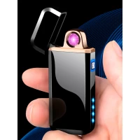 Дуговая электроимпульсная USB зажигалка ⚡️Герб Украины (индикатор заряда