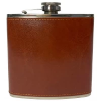 Фляга для алкоголя обтянута кожей (473мл) BP16 Коричневая