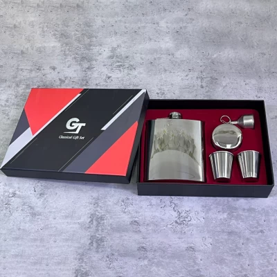 Подарочный набор с флягой 532 мл и раздвижным стаканом 160 мл + воронка DH-4