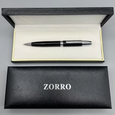 Ручка ZORRO в подарочной коробке (черная с серебристыми вставками) BP-803