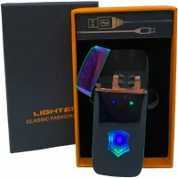 Электрическая USB-зажигалка с двойной дуговой плазмой и подсветкой ⚡⚡HL-657 Color ice