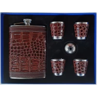 Подарочный набор фляга 9 унций + 4 рюмки по 30 мл + воронка TZ-51-4