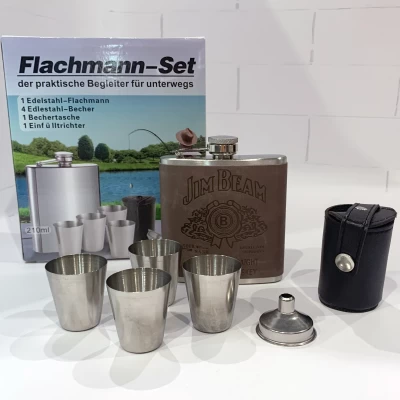 Подарочный набор фляга Jim Beam с рюмками QK-2-4