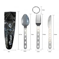 Туристический набор 3в1 Ложка, Вилка, Нож, 16см S-165