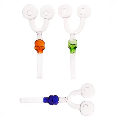 Стеклянный вапорайзер с двумя чашами и черепом | Y-образный вапорайзер 14 см  HL-584