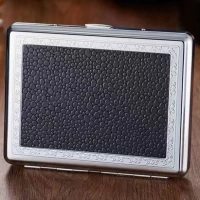 Металлический портсигар на 20 сигарет с тиснением под кожу HL-704-5