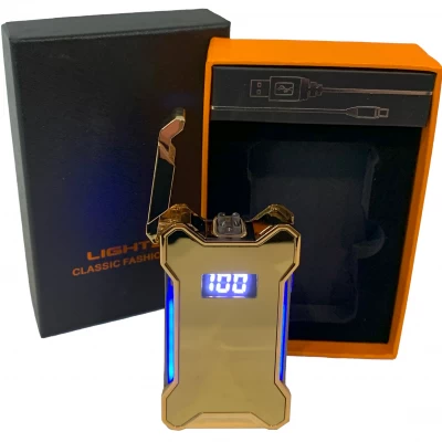 Электрическая USB-зажигалка с двойной дуговой плазмой ⚡⚡ HL-651 Gold