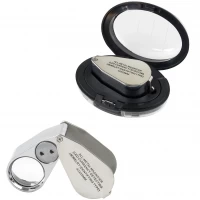 Лупа складная 40x с LED и UV-подсветкой, металлическая MG9890