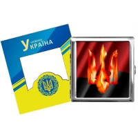 Портсигар на 20 сигарет металлический Украина в огне 