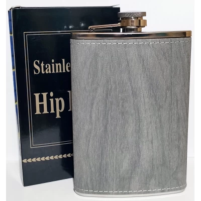 Фляга из нержавеющей стали (Кожа) FS-9 Gray