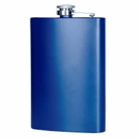 Металлическая фляга под гравировку синяя (9 oz) PQ-9A