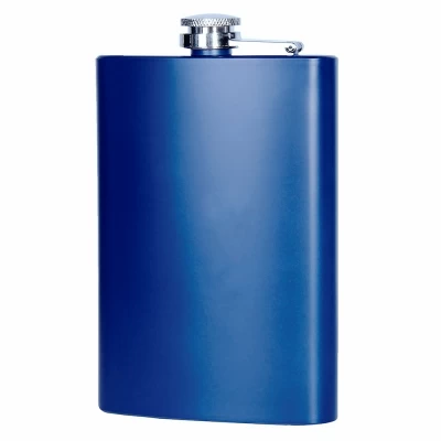 Металлическая фляга под гравировку синяя (9 oz) PQ-9A