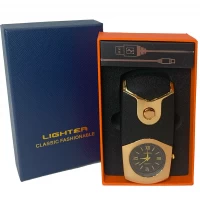 Электронная USB-зажигалка с встроенными кварцевыми часами 