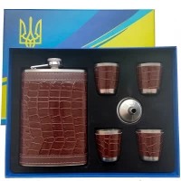 Подарочный набор фляга 9 унций + 4 рюмки по 30 мл + воронка TZ-47-2