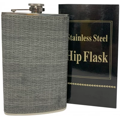 Фляга из пищевой нержавеющей стали обтянута кожей (341мл) BP12