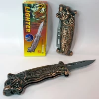 Газовая зажигалка-нож Тигр с подсветкой и красным пламенем 