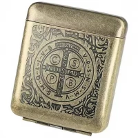 Металлический портсигар с крестом Святого Бенедикта HL-759-1